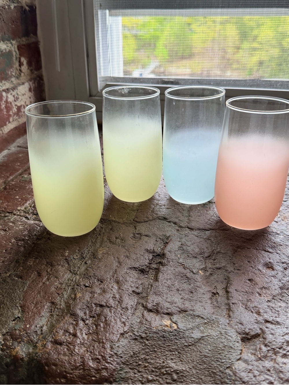 Midcentury modern Blendo drinking glasses multi color set of 4